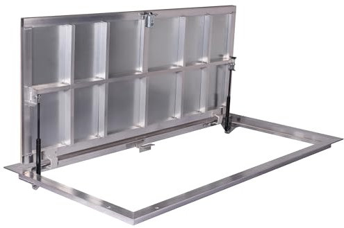 Schachtabdeckung Aluminium 700 x 1600 mm (P) - Seitenscharniere, Bodenluke Schachtdeckel Revisionsschacht Kanalschacht