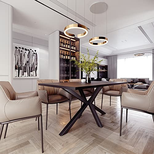Großer Esstisch Tischgestell Stern-Tischgestell aus Stahl Spider 180x80x75h cm Loft Design - 32 mm Dicke Tischplatte – hochwertiger Esszimmertisch Schwarz