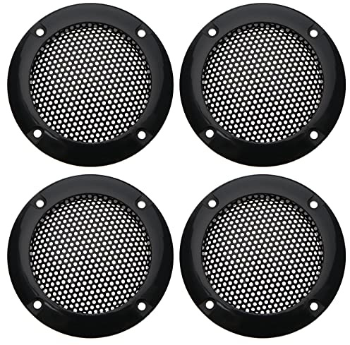 ECSiNG 4Pcs Speaker Cover Replacement Speaker Grill Cover Car Speaker Protective Mesh Cover Cold Rolled Steel Speaker Grill Cap Black
