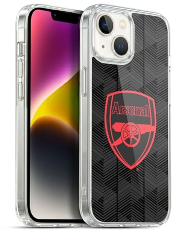 Head Case Designs Officially Licensed Arsenal FC Black Crest and Gunners Logo Gel Case [Military Grade Protection] Compatible With Apple iPhone 14