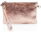 clicktostyle Shinny Metallic Leather Wristlet Clutch Pouch Purse Handbag Women Crossbody Strap Shoulder Bag 8890 (Rose Gold)