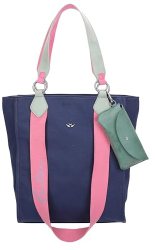 Fritzi Izzy02 Canvas Leo Shopper Baumwollmix Damen Handtasche Festival City Beach vegan mit abnehmbarem Brillenetui Leoprint 39 x 32 x 11 cm – Rosa, Grün