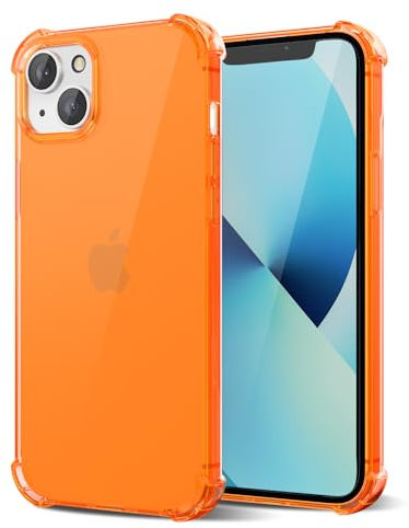 Svanove Custodia Transparente in Silicone TPU Morbido per iPhone 13 Mini, con Protezione Antichoc e per la Camera, Arancione Fluo