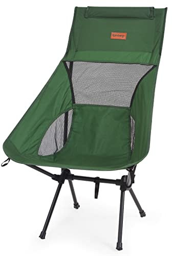Rainberg Ultra Lightweight High Back Camping Chair, Folding Chair, Camping Chairs for Adults, Foldable Garden Outdoor Picnic BBQ Chairs. (Pack of 1, Green)
