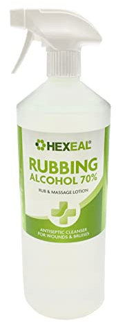 Hexeal 70% Rubbing Alcohol 1L – 1L Spray of Lab Grade Isopropyl Alcohol 70% / Isopropanol – Cleaning Fluid, Disinfectant & Solvent for Paint Thinning – Degreaser & Sanitiser