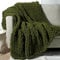 Carriediosa Chunky Knit Throw Blanket 60 X 80 Twin, 100% Hand Made Large Chenille Loop Yarn Soft Fluffy Throws for Couch Sofa Bed, Big Crochet Cozy Heavy Thick Cable Woven Blanket, Olive Green