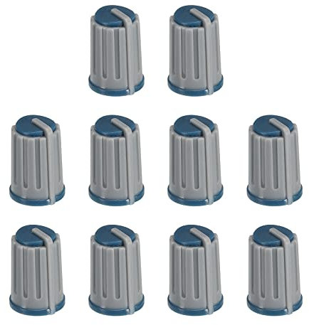 sourcing map Potentiometer Control Knob ABS Guitar Knob for Electric Guitar Power Amplifiers,Stereos,Bass Volume Tone 6mm D Type Shaft 270 Degrees Grey Blue 20PCS