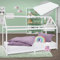 ML-Design Kinderbett 90x200 cm Weiß mit Matratze H:16 cm, Dach & Lattenrost, Hausbett für Mädchen/Jungen, Kinderhaus aus Kiefernholz, Bodenbett Jugendbett, Kinder Bett, Bettenhaus Spielbett Holzbett