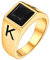 Supcare quadratisches schwarzes Glas Ring Herrenring personalisierter Ring mit Text Gold Damen Siegelring Bandring Gravur Fingerring Hip Hop Casual Modeschmuck für Mann Jungen