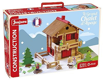 Jeujura - Le Grand Chalet d'Alpage - 215 pièces - Jeux de Construction dans sa Valise en Carton - A partir de 5 Ans - Agilité - Créativité - Manipulation - Catalogue fourni - 8091