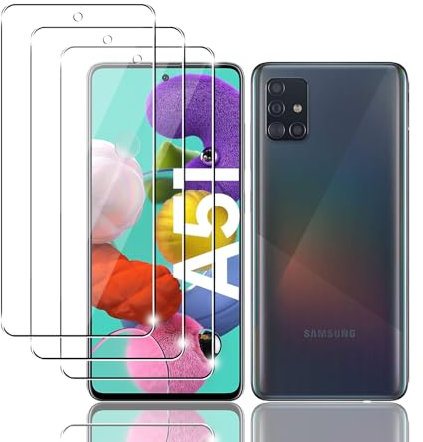 Kziwii 3 Stück Schutzfolie für Samsung Galaxy A51 Panzer Schutz Glas, Panzerfolie, Schutzglas, HD Displayschutzfolie, 9H Härte, Anti-Kratz, Anti-Bläschen für Samsung Galaxy A51