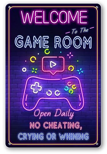 Gaming Room Wall Decor Gaming Room Metal Tin Sign Welcome To The Game Room Signs Gamer Room Decor For Boys Bedroom Accessories Gaming Door Sign Cool Video Game Poster Bedroom Decorations