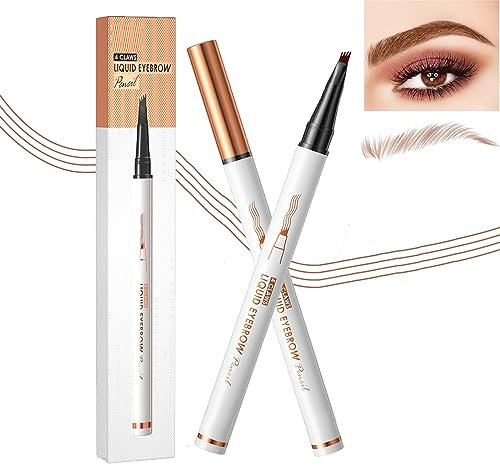 Augenbrauenstift Probuk Flüssiger Augenbrauenstift Wasserfest Hellbraun, Augenbrauenstift Microblading Effekt, Brauenstift mit 4 Spitzen, Microblading Pen, Lang Haltbar, Natürliche, Wischfest (01#)