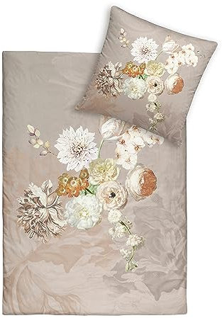 ESTELLA Mako-Satin-Bettwäsche Danika 4026-340, Nougat, Größe:155x220 cm + 80x80 cm
