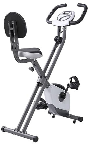 Panana F-Bike, Heimtrainer, Fahrrad, klappbar, mit Trainingscomputer, verstellbare Widerstandsstufen und Handpulssensoren, Nutzergewicht ab 120 kg, mit Rückenlehne