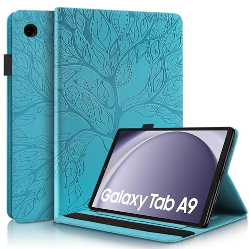 Succtopy Funda para Samsung Galaxy Tab A9 8.7 Pulgadas 2023 SM-X110/X115 Ultra Slim PU Protectora Tableta Cover con Función de Soporte - Carcasa Azul