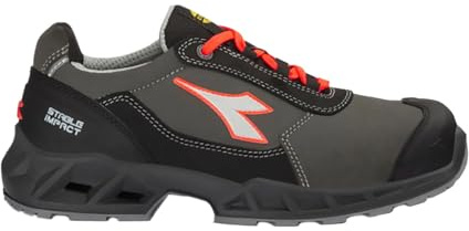 Utility Diadora Scarpa Shark Stab Imp Leat Low S3 SRC ESD Schwarz Rot Fluo, Schwarz Neonrot, 45 EU