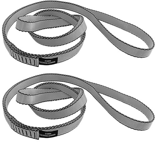 CAPARK 18 mm Nylon-Kletterschlingen, 23 kN, starke Gurtbänder für Klettern, Abseilen, Schaukel, Yoga-Hängematte usw. (2 Stück, grau, 120 cm)
