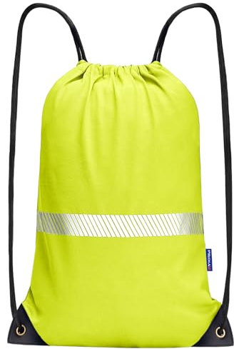AYKRM Rucksack mit Kordelzug Gelb Turnbeutel Sportbeutel Gym Bag Mit Aussentasche Verstellbar Tunnelzug Gymsack