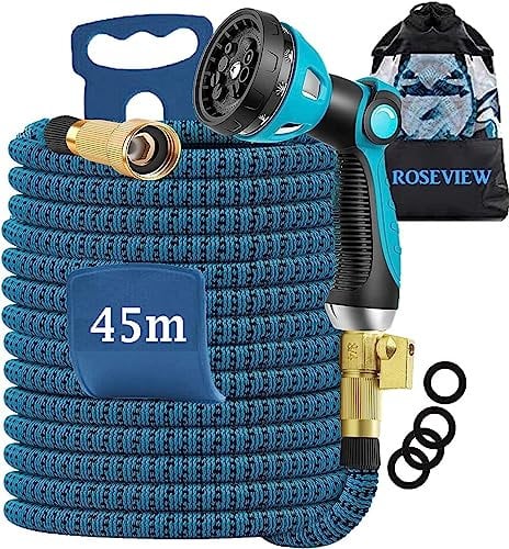 Gartenschlauch Gartenschläuche Schläuche 20m 30m 50m 100m erweiterbarer Wasserschlauch Schlauch Flexibel einziehbar Gartenschlauch zusammenklappbar (blauer See 45m)