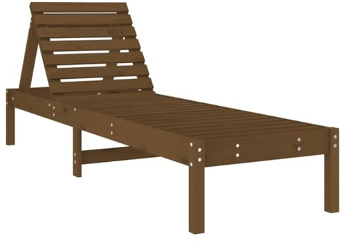vidaXL Sonnenliege, Gartenliege Verstellbare Rückenlehne, Relaxliege Liege mit Latten-Design, Liegestuhl Strandliege für Garten Terrasse, Honigbraun Massivholz Kiefer