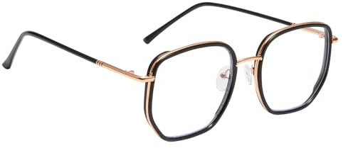 Wonvify Lunettes Anti Lumiere Bleue Homme Femme, Cadre Carré Métal Eyeglasses, Lunettes d'Ordinateur Gaming Anti Éblouissement & Anti UV, Protection des Yeux, Réduisent Souche d'Œil