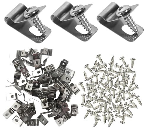 100 Pezzi Clip di Montaggio per Recinzione Agricola Clip di Fissaggio in Acciaio Inossidabile Clip per Recinzione a Filo con Viti Clip per Cavi per Filo Saldato a Legno Metallo o Recinzione in Vinile