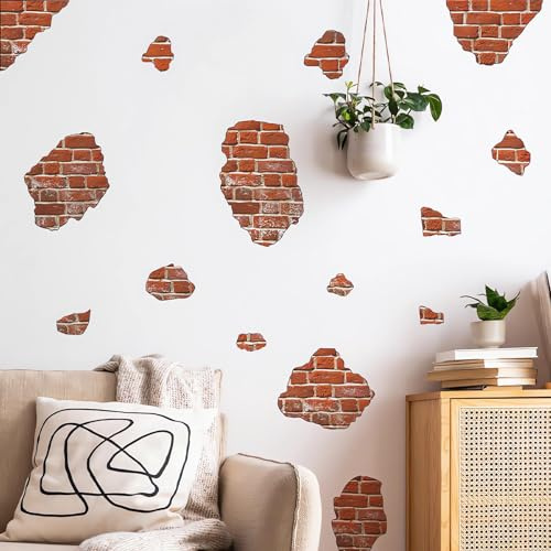 sacinora Wandaufkleber, Retro-Ziegelstein-Motiv, abnehmbar, Vinyl, zum Abziehen und Aufkleben, für Café, Arbeitszimmer, Wohnzimmer, Schlafzimmer, Heimdekoration