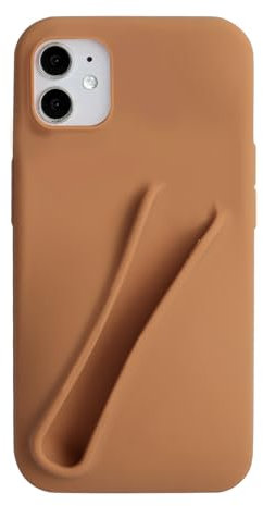 TRADAY Funny Cute Lipstick Phone Case for iPhone 11 - Women's Protective Silicone Shockproof Slim Case - Chocolate
