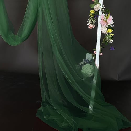 1m x 160cm Soft Tüllstoff,Tüll Stoffe zum Nähen,Netzstoff Dekostoff Drapierstoff für Arbor Hochzeit Vorhang Hochzeitsbogen Freihanddeko Querbehang Gardine Torbogen Zeremonie Party Dekor,Dunkelgrün
