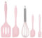 Juego de espátulas de silicona, 3 espátulas resistentes al calor con batidor y cepillo, juego de utensilios de cocina de goma antiadherente para cocinar, hornear y mezclar (rosa)
