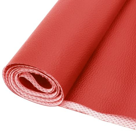 Gohytal Kunstleder Meterware 200x140cm, Wasserdicht Leder Stoff Gekörnt Lederimitat Texturiert Lederstoff Meterware Kunstleder Leder Risse Bezugsstoff für Autositze Sofa Geldbörsen Handwerk-Rot
