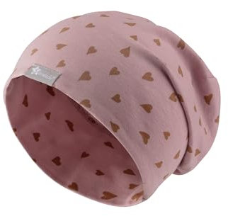 Sterntaler Beanie Herzen - Modische Babymütze aus Jersey mit Allover Druck - Mädchen UV-Schutz 30 Beanie Mütze - variabel tragbar - Baby und Kinder Übergangsmütze, samtrosa, Größe 53