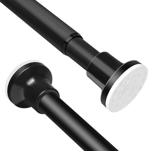 Duschvorhangstange Ausziehbare 73-193cm, Gardinenstange ohne Bohren Schwarz, φ25mm Spannstange Teleskopstange für Schrank, Badezimmer, Balkon