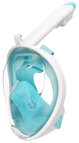 Jsdoin Maschera da Snorkeling Pieno Facciale,Maschera Subacquea con Visuale Panoramica 180° Design,Antiappannamento e Design Pieghevole per Adulti Bambini (Bianco Verde, L/XL)