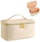 ZIOSINM Grande Trousse de Toilette Femme Voyage, 25x17x12 cm Trousse Maquillage Femme avec Poignée, Étanche Portable Trousse Toilette avec Pochette pour Brosses et Séparateur (Beige)