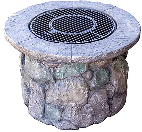 ABBNIA Feuerstellen, Gartengrill im Freien, Holzfeuerstelle, 90 cm, Außenkamin aus Kunststein, Heizung, für Picknick im Hinterhof und auf der Terrasse