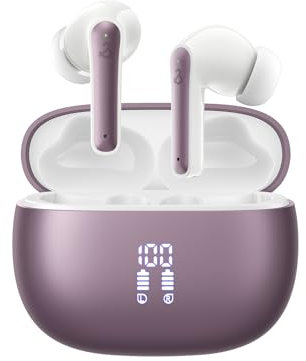 YELKUTT Wireless Earbuds, Wireless Headphones with HiFi Stereo Deep Bass Ear Buds, Bluetooth 5.3 Headphones with 6 ENC Noise Cancelling Mic, 50H Playtime, Earphones Dual LED Display, IPX8 Waterproof