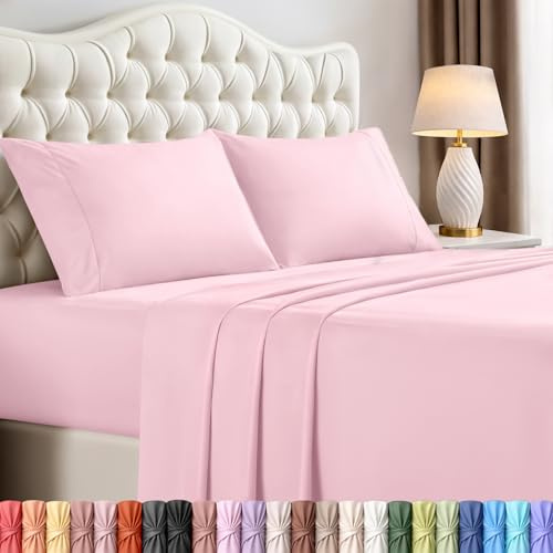 Utopia Bedding Bettwäsche-Set für Kingsize-Bett, 4-teilige Bettwäsche, Gebürstete Mikrofaser, Schrumpf- und lichtbeständig, Pflegeleicht (Kristallrosa)