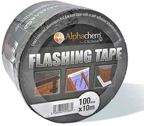 ARA CHOICE CROMAR – AlphaChem® Flashing Strip – Self-Adhesive Bituminous Sealing Strip for Instant Watertight Seals | Extra Strong Self Adhesive Tape for Roofing | Grey – 100mm x 10m Roll