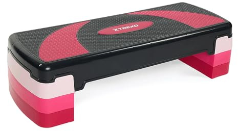 TREXO Aerobic Step 78 x 30 cm Für Cardio- und Fitnesstraining Höhenverstellbar 10-20 cm Langlebig aus Polypropylen und TPR Aerobic Step Hochwertig