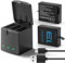 2 Pack Rechargeable Batteries for GoPro HERO13, Channel Charger Station with Type-C Cable High-Capacity 2100mAh Batteries, Black