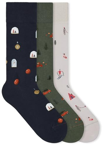 von Jungfeld - 3er Set Motiv Socken mit verschiedenen Icons - Bunte Socken in Gr.43-46