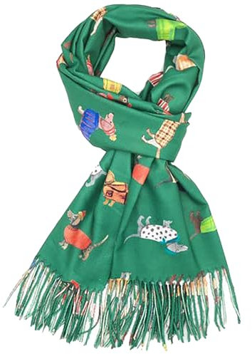 GFM® DGSHL-A Schal mit Dackel-Motiv, Kaschmir-Textur, für Herbst und Winter, Dg-41-Grün, L