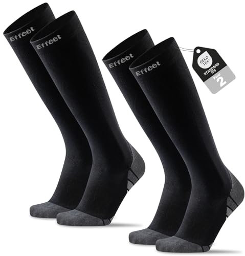 Effeet Kompressionsstrümpfe Damen und Herren 2 Paar, Gepolsterte Kompressionssocken Stützstrümpfe für Sport, Flug, Reise, Schwangerschaft, Langes Stehen, Arbeit – 35-50