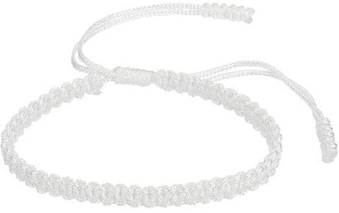 PATIKIL Braided Bracelet, Mens Women Tibetan String Rope Bracelet Handmade Lucky Prayer Protection Adjustable Size for Gifts Anniversary Family, White