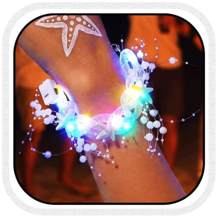 Zoestar Leuchtendes Seestern-Armband mit LED-Perlenquaste, Strandhochzeits-Armbänder, Accessoires für Damen