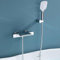 Robinet de Baignoire Cascade pour Salle de Bain, Mitigeur de Baignoire avec Thermostat, Robinet de Baignoire Cascade avec Douche, Montage Mural, Salle de Bain, Chrome