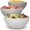 Hausfelder Juego de 3 cuencos de 3,3 litros, ensaladera grande, cuencos para patatas fritas, dulces, aperitivos, cuencos para servir, de plástico, sin melamina, en tonos beige