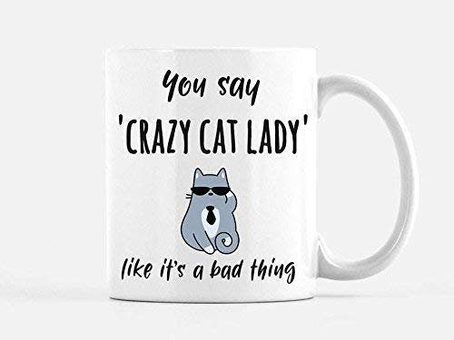Eletina Cat Lover Gift, cat Mug Crazy Cat Lady, Personalised Coffee Mug, Funny Gifts for her, for mom, Birthday Gift for Friend, Cup